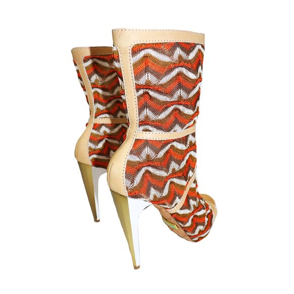 NEW L.A.M.B. by Gwen Stefani Knit Chevron Stripe KNIT Platform Booties Size 6 - Picture 6 of 9